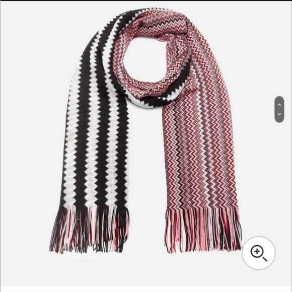Missoni Made In Italy Zig Zag Fringed Ruana Wool Blend Scarf For Women's - Picture 2 of 9